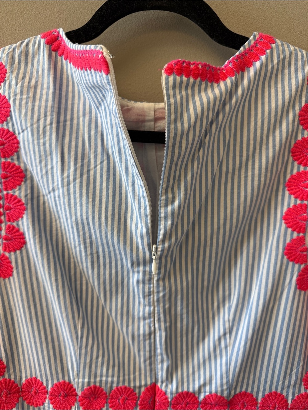 Sleeveless Striped Shift Dress with Pink Trim - Size 2 - Picture 6 of 10